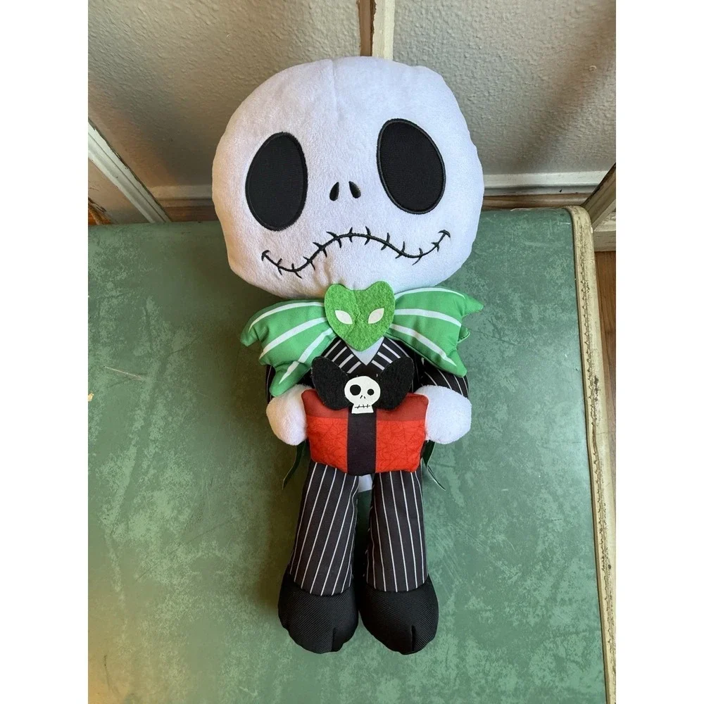 Jack & Sally Nightmare Before Christmas Plush Doll W Red Present 18in Disney
